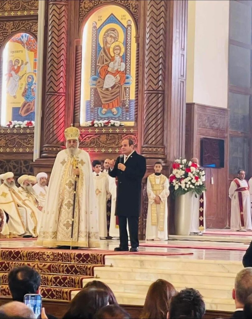 الرئيس عبدالفتاح السيسي يصل مقر الكاتدرائية للتهنئه بعيد الميلاد whatsapp image 2026 01 07 at 6.54.57 am